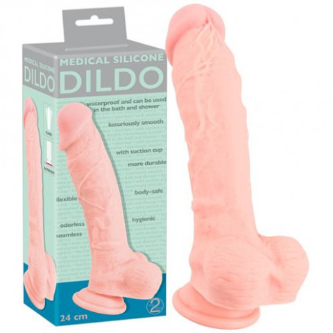 Реалистичный фаллос Medical Silicone Dildo на присоске от компании You 2 Toys, 24 см.