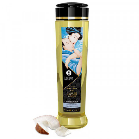 Shunga Coconut Thrills - съедобное массажное масло с ароматом кокоса, 240 мл.