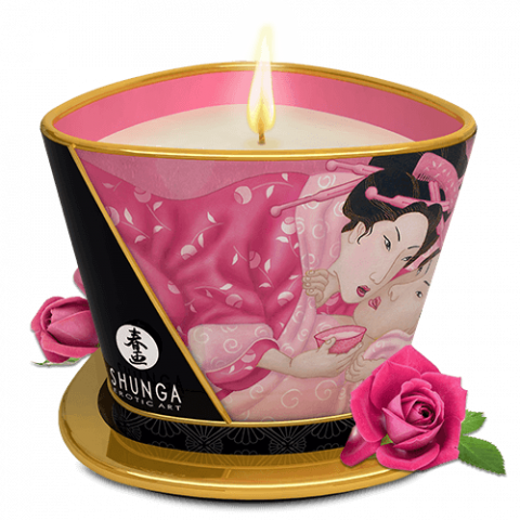 Свеча для чувственного массажа Shunga Candle Rose, 170 мл.