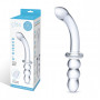 Glas Ribbed G-Spot Glass Dildo - стеклянный двухстронний фаллоимитатор, 19.3х2.8 см