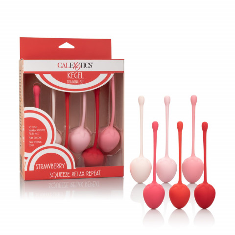 Набор необычных одинарных вагинальных шариков в виде клубники Kegel Training Set Strawberry 3,75 см