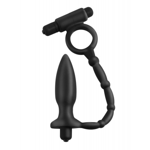 Эрекционное кольцо с вибрацией и анальным вибратором Ass-Kicker with Cockring, 10 см Эрекционное кольцо с вибрацией и анальным вибратором Ass-Kicker with Cockring, 10 см