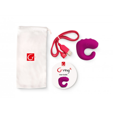 NEW! Вибратор на палец 2 в 1 Gvibe Gring XL - Sweet Raspberry, 5 см.