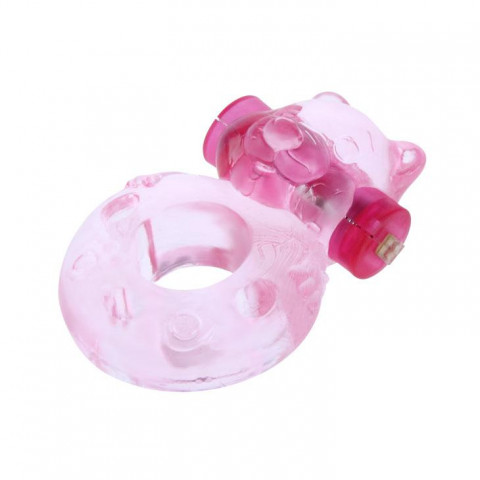 Эрекционное виброкольцо на член Pink Bear, 3.5 см
