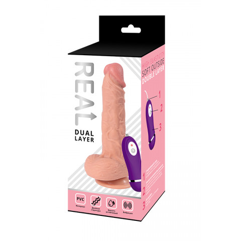 Реалистичный фаллоимитатор Real Dual Layer, 23 см