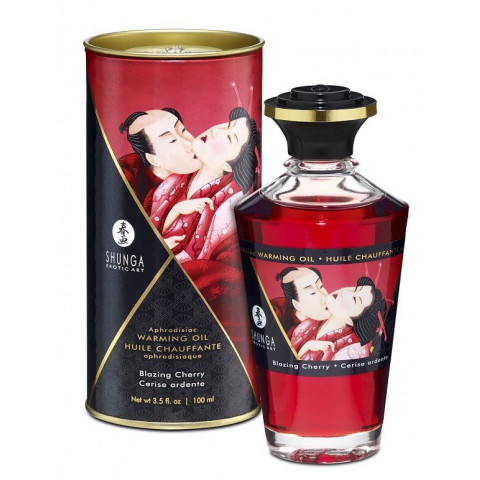 Shunga Bazing Cherry - Массажное интимное масло с ароматом вишни, 100 мл.